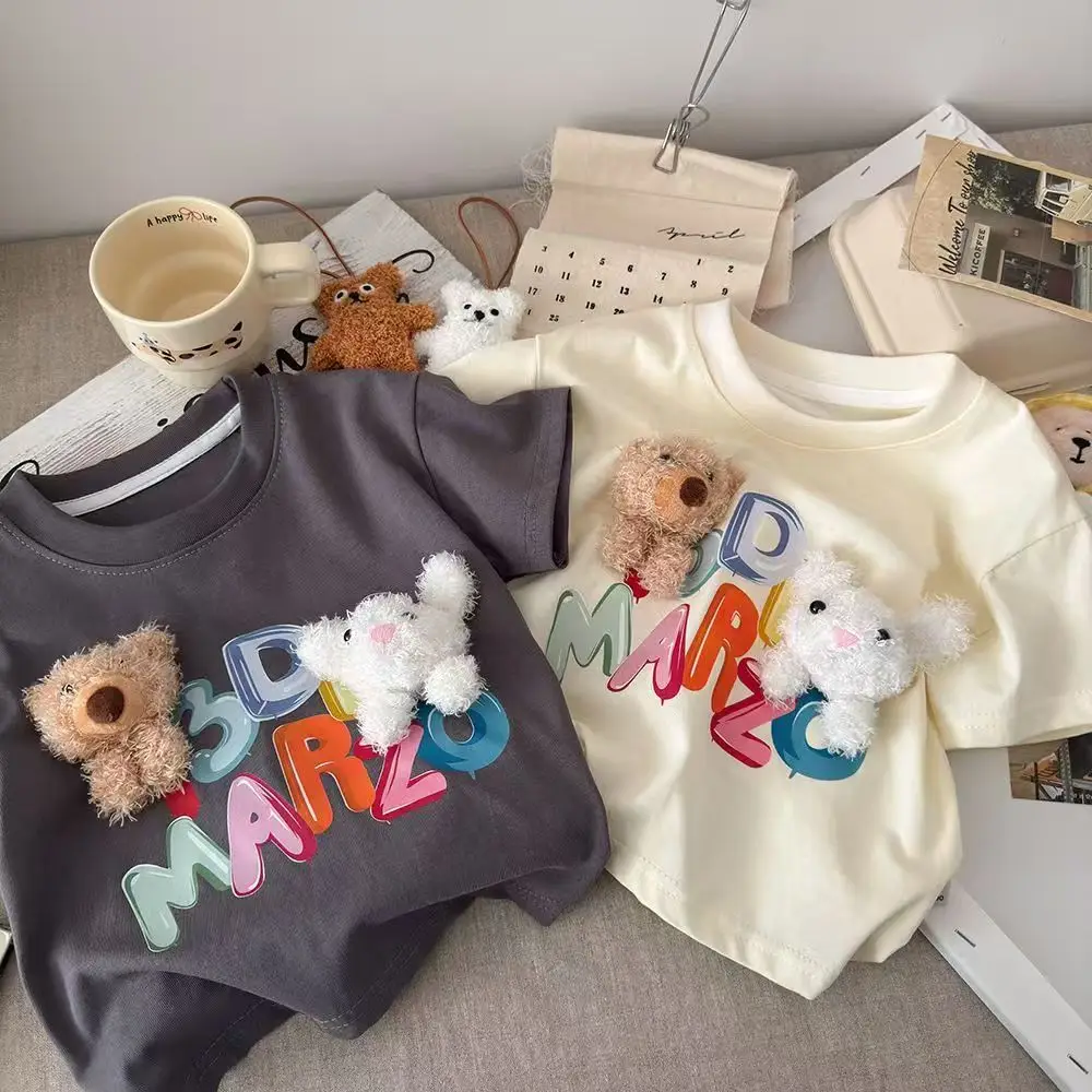 New Baby Boys Cotton Cartoon T-Shirt Grey Three-Dimensional - Image 6