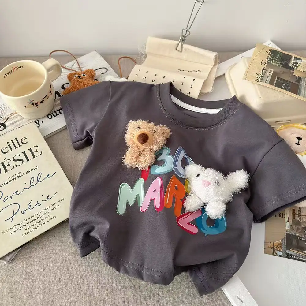 New Baby Boys Cotton Cartoon T-Shirt Grey Three-Dimensional — feature 12