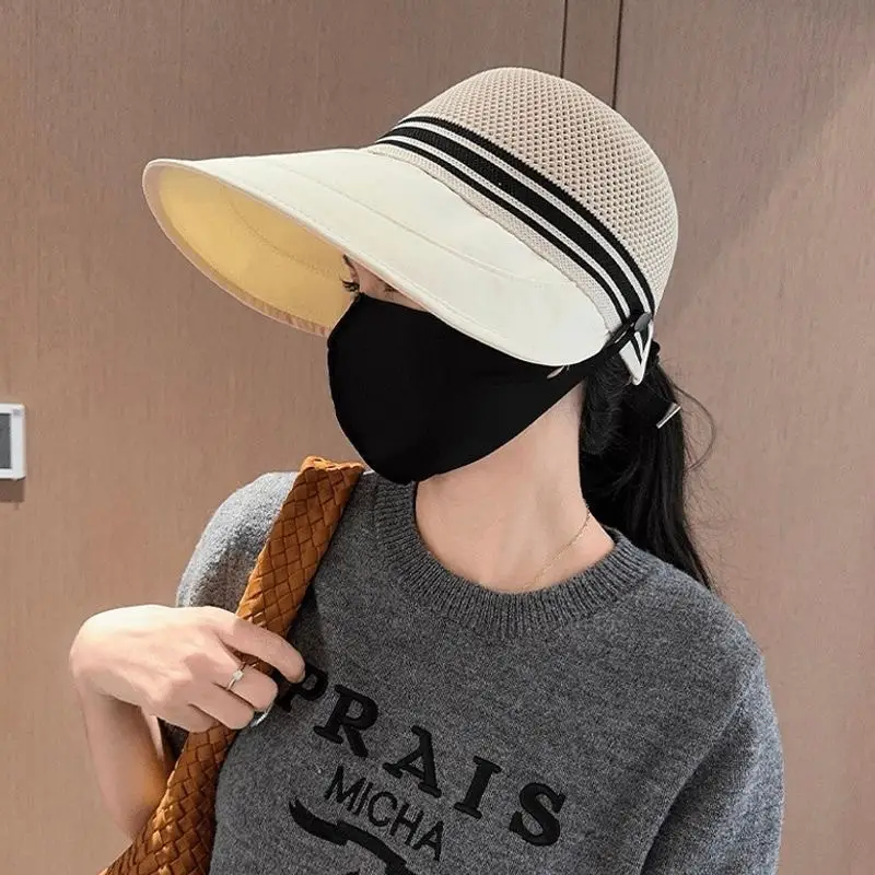 Women's Sun Hat with Mask Hook Up for Summer Wear - Image 2