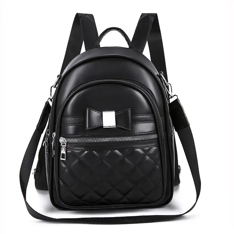 Women's Black Quilted Shoulder Backpack 2025