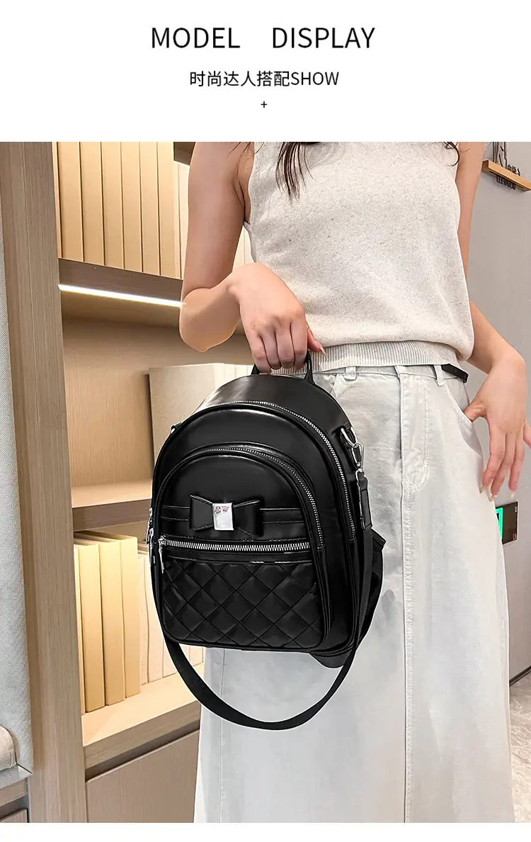 Women's Black Quilted Shoulder Backpack 2025 — feature 15