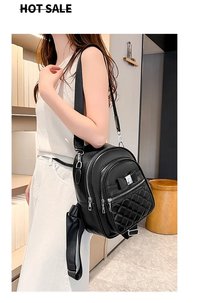 Women's Black Quilted Shoulder Backpack 2025 — feature 16