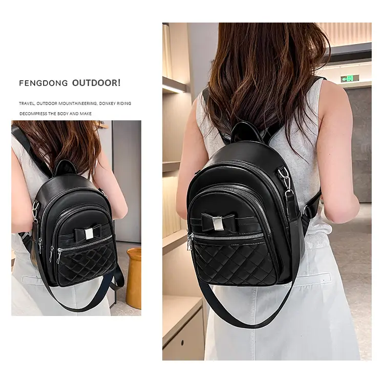 Women's Black Quilted Shoulder Backpack 2025 — feature 17