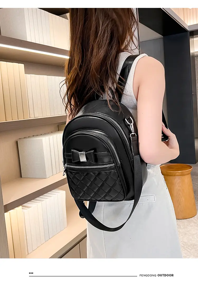 Women's Black Quilted Shoulder Backpack 2025 — feature 18