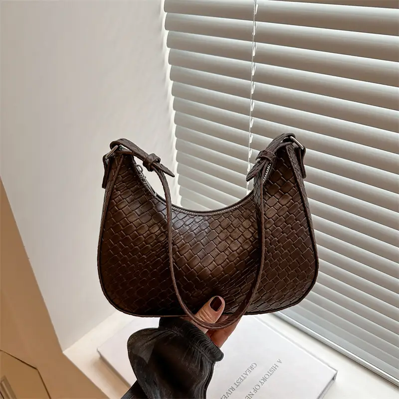 Black Woven Underarm Bag for Women Spring 2025 - Image 8
