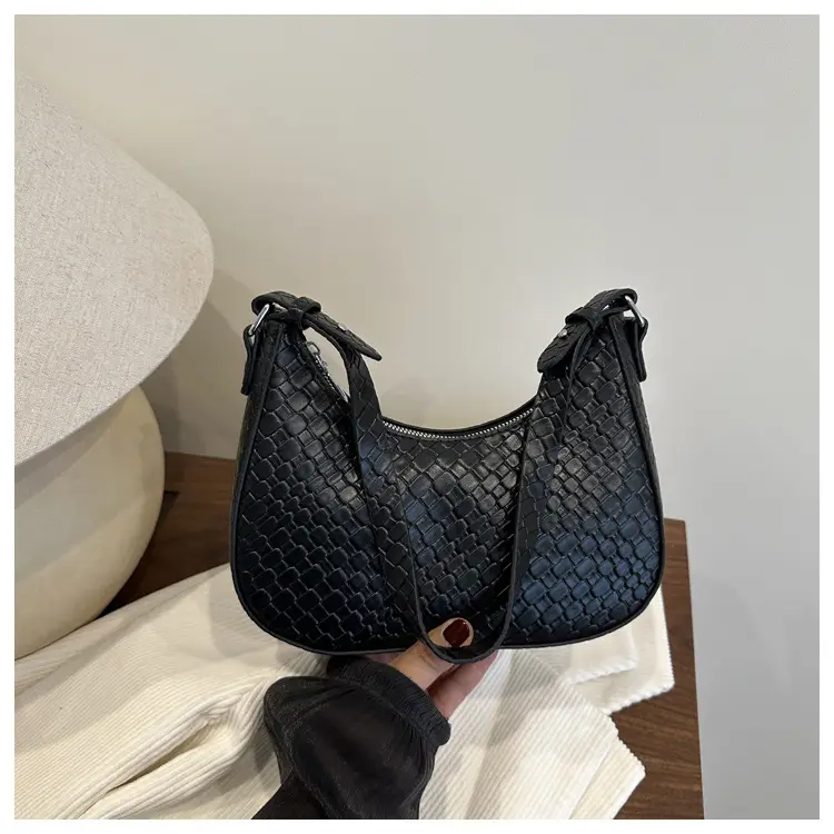 Black Woven Underarm Bag for Women Spring 2025 — feature 28