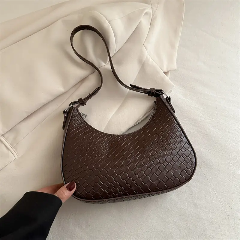 Black Woven Underarm Bag for Women Spring 2025 - Image 3