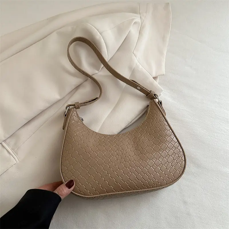 Black Woven Underarm Bag for Women Spring 2025 - Image 4