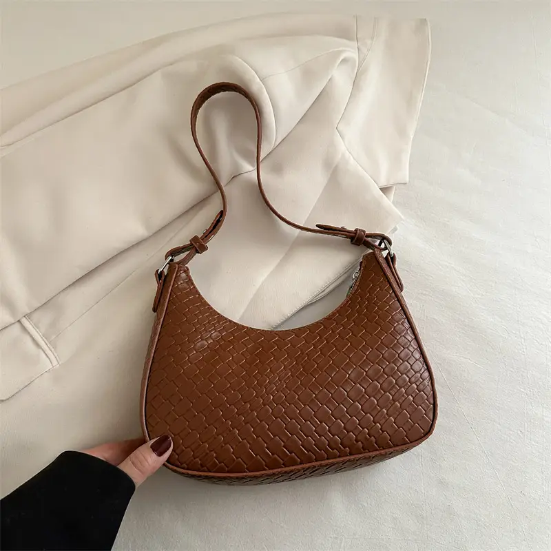 Black Woven Underarm Bag for Women Spring 2025 - Image 5
