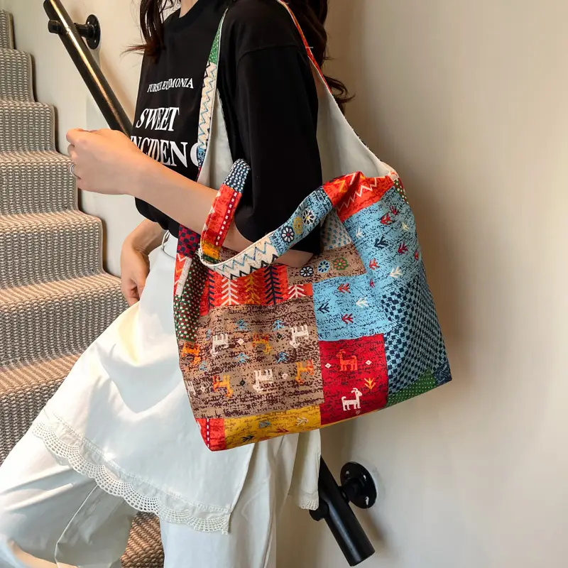 2025 Ethnic Floral Patchwork Shoulder Bag for Women - Image 2