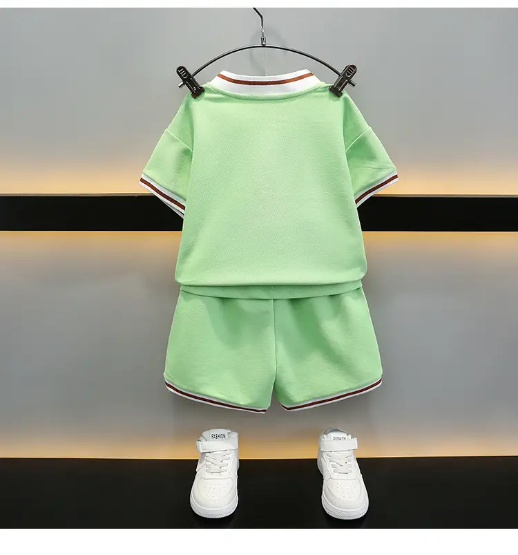 Boys Grey Polo Shirt & Shorts Set Summer Kids — feature 9