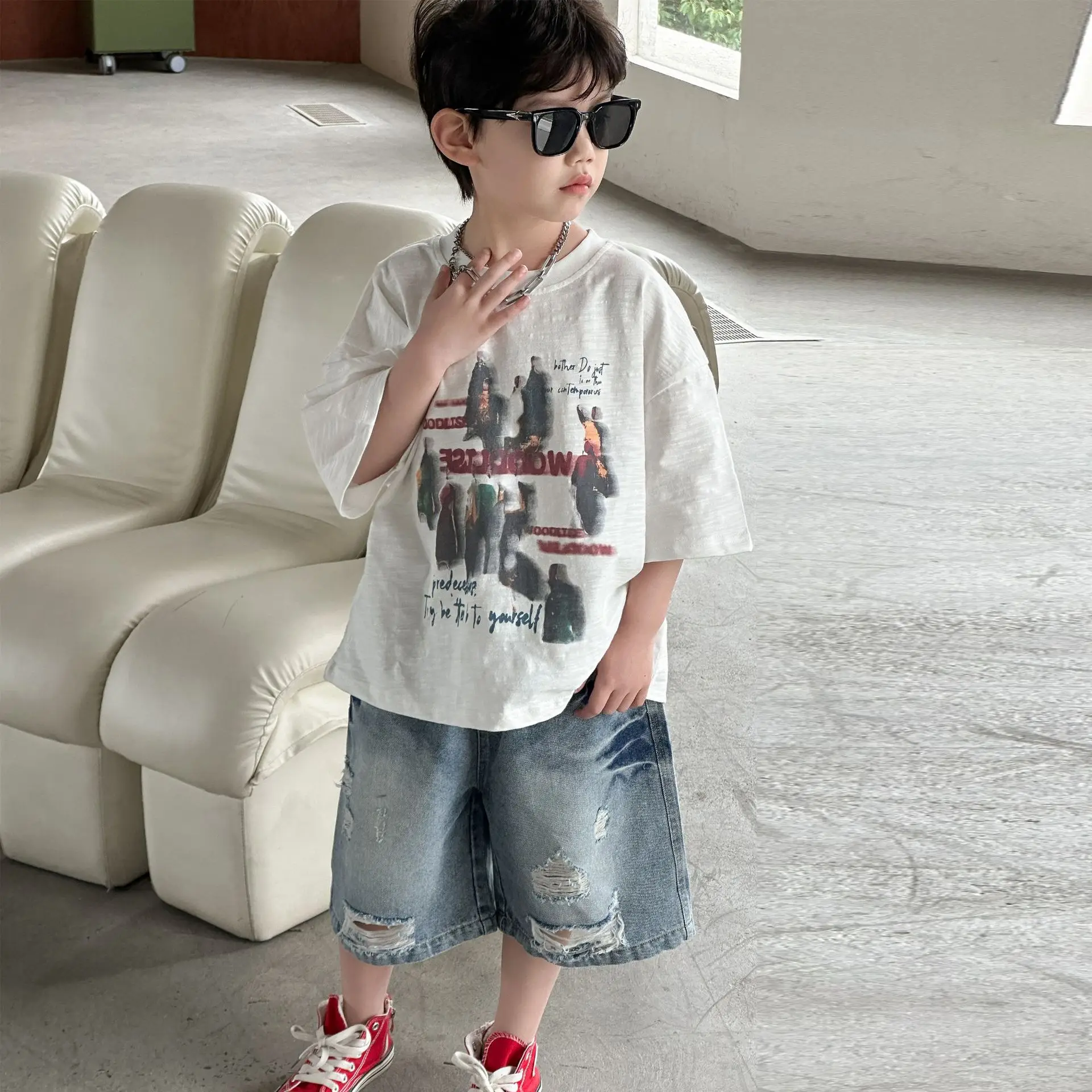 Boys Pure Cotton Printed T-Shirt 2025 Casual Mid Sleeve — feature 13