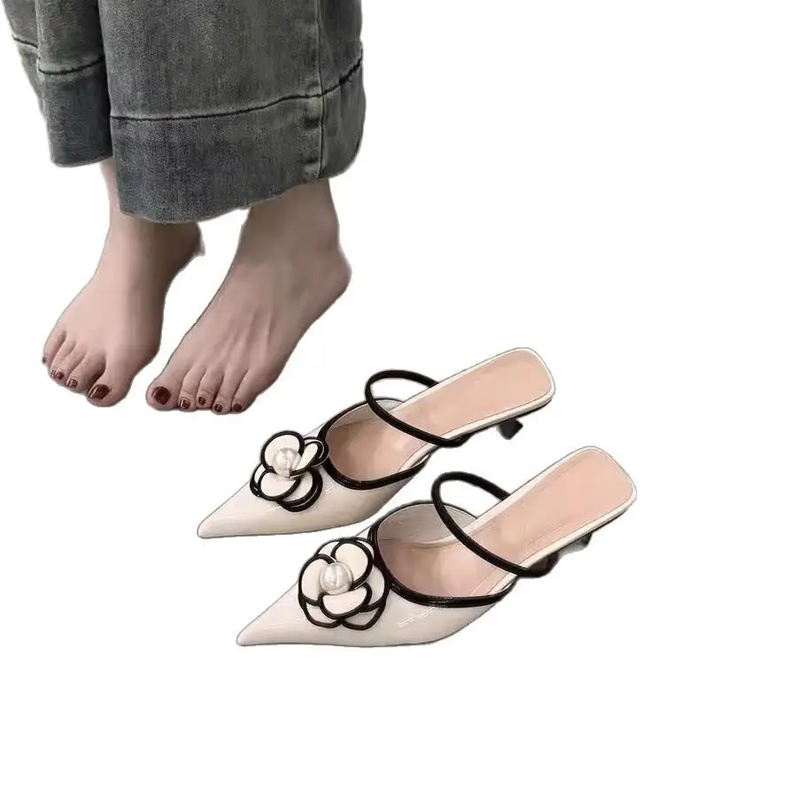 2026 New Spring and Summer Elegant Pointed-Toe Single Shoes, Chanel-Style High-Heeled French Mules, Fairy Shoes - Image 7