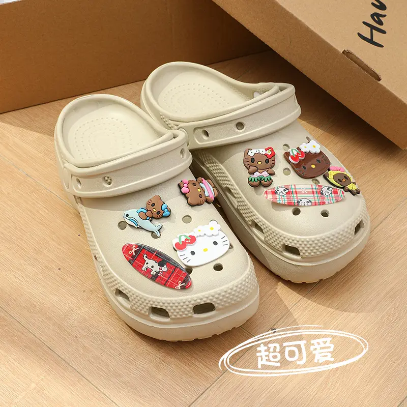 Qidan Shoe Factory Cartoon Hole Shoes Women's Summer Outdoor Wear Thick Sole Elevated EVA Outdoor Commuter Beach Sandals and Slippers for Women