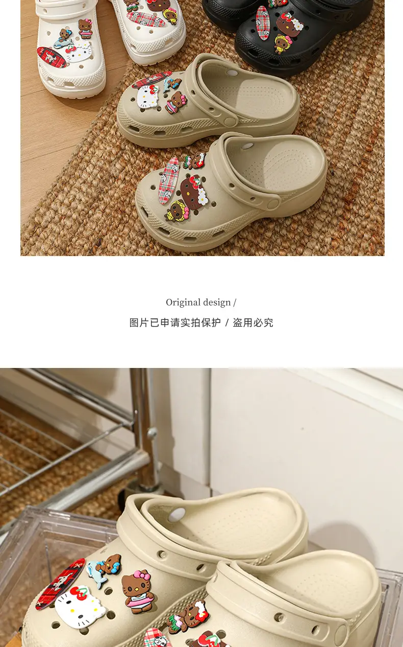 Qidan Shoe Factory Cartoon Hole Shoes Women's Summer Outdoor Wear Thick Sole Elevated EVA Outdoor Commuter Beach Sandals and Slippers for Women — feature 4
