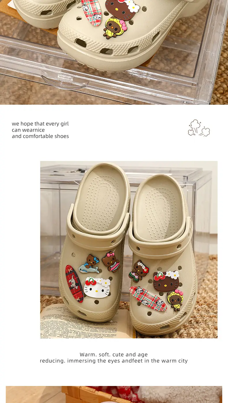 Qidan Shoe Factory Cartoon Hole Shoes Women's Summer Outdoor Wear Thick Sole Elevated EVA Outdoor Commuter Beach Sandals and Slippers for Women — feature 5