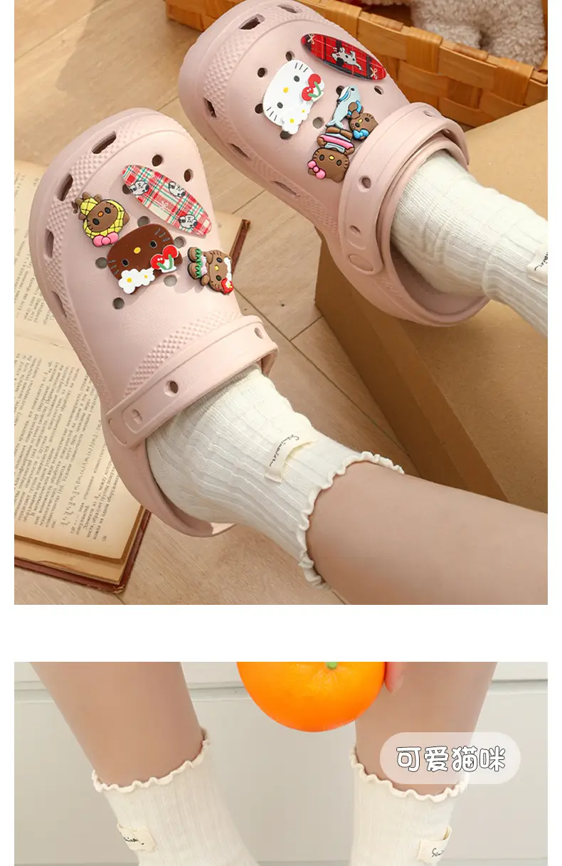 Qidan Shoe Factory Cartoon Hole Shoes Women's Summer Outdoor Wear Thick Sole Elevated EVA Outdoor Commuter Beach Sandals and Slippers for Women — feature 6