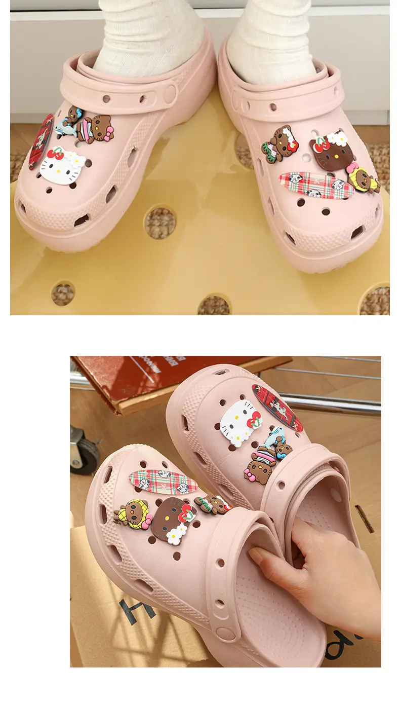 Qidan Shoe Factory Cartoon Hole Shoes Women's Summer Outdoor Wear Thick Sole Elevated EVA Outdoor Commuter Beach Sandals and Slippers for Women — feature 7