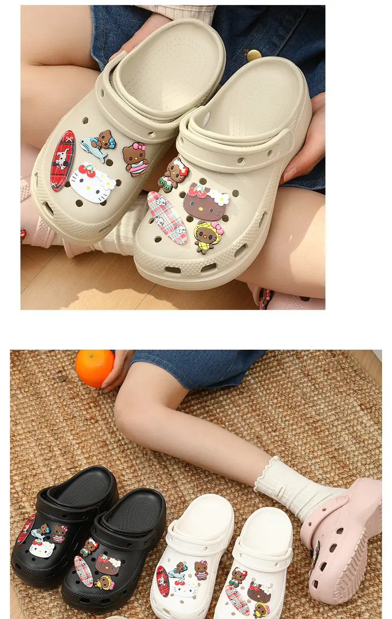 Qidan Shoe Factory Cartoon Hole Shoes Women's Summer Outdoor Wear Thick Sole Elevated EVA Outdoor Commuter Beach Sandals and Slippers for Women — feature 8
