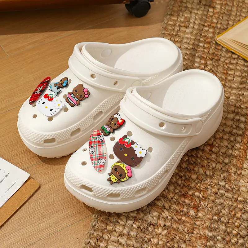 Qidan Shoe Factory Cartoon Hole Shoes Women's Summer Outdoor Wear Thick Sole Elevated EVA Outdoor Commuter Beach Sandals and Slippers for Women
