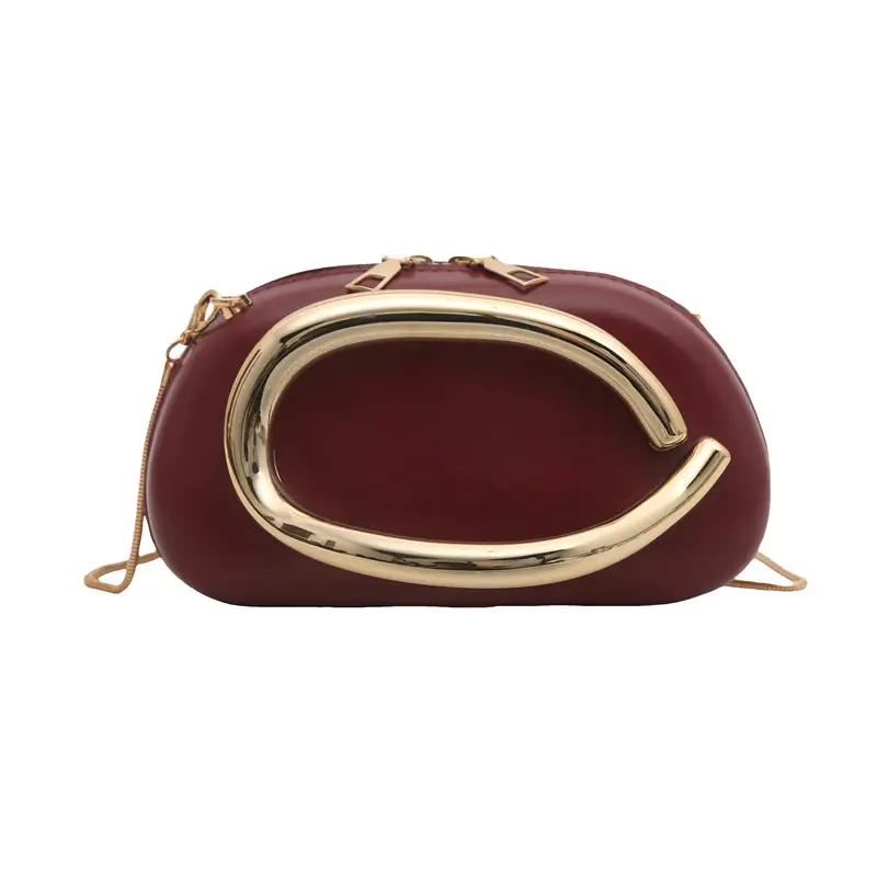Maroon Metal Handle Women's Shoulder Bag 2025 - Image 10