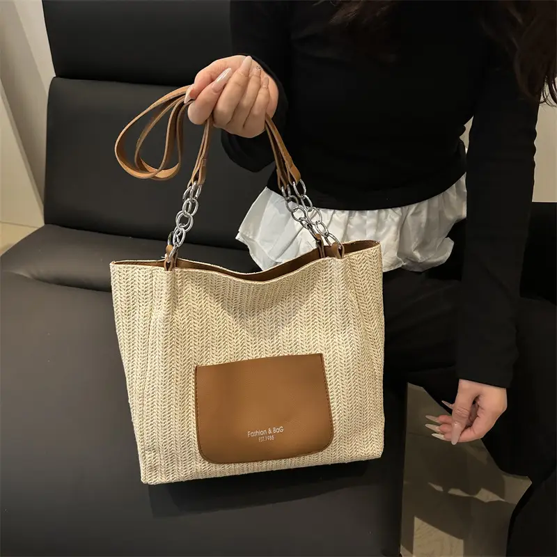 2025 Straw Tote Bag Women Large Capacity Sweet Woven - Image 5