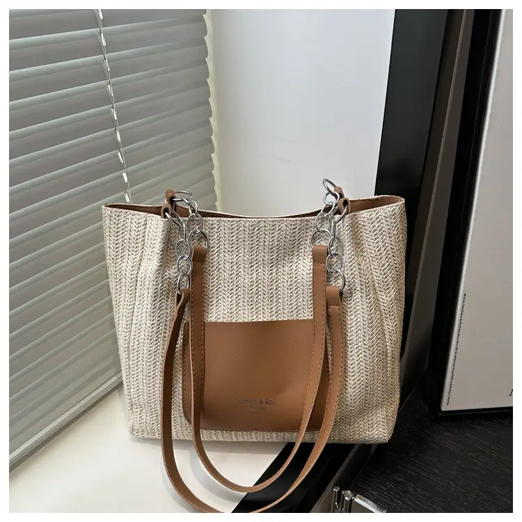2025 Straw Tote Bag Women Large Capacity Sweet Woven - Image 2