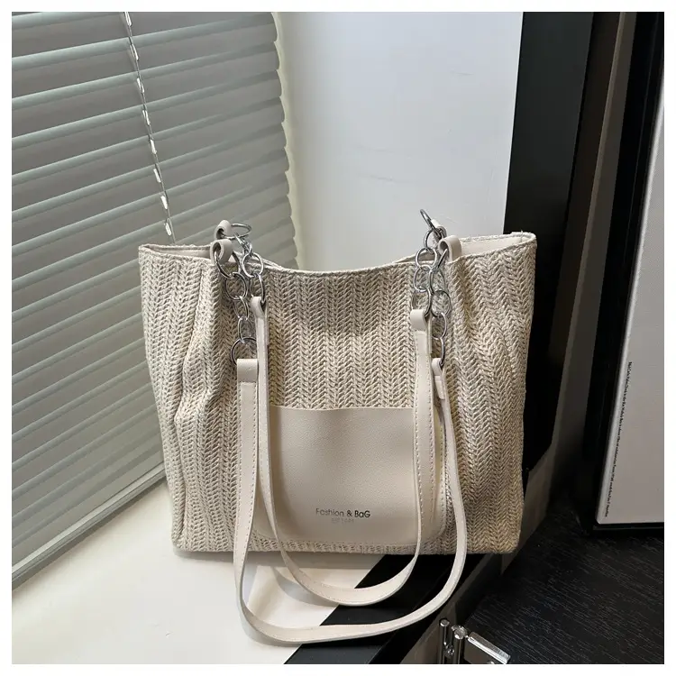 2025 Straw Tote Bag Women Large Capacity Sweet Woven - Image 3