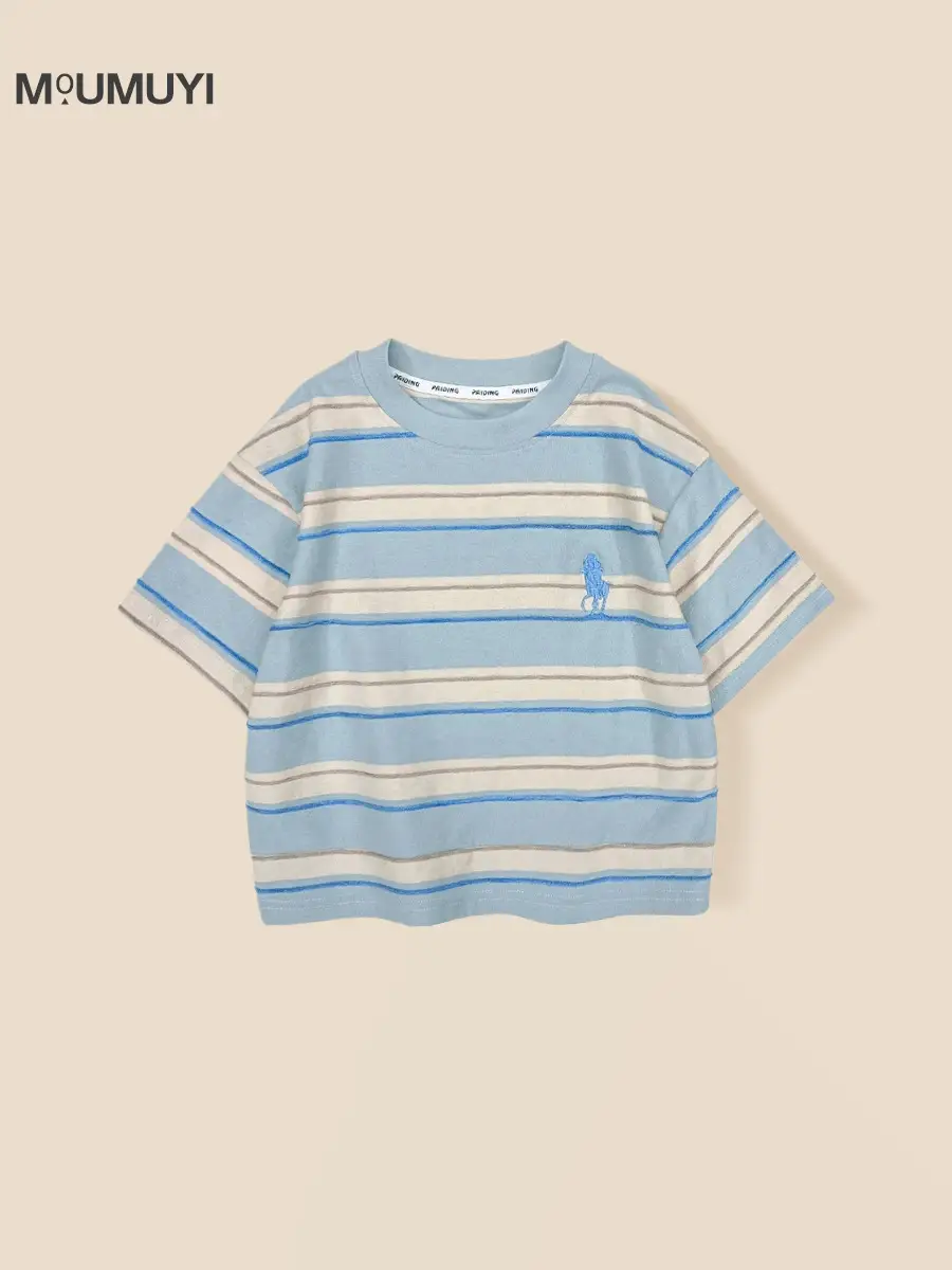 Boys Striped T-Shirt 2026 Summer Blue Pink Casual - Image 4