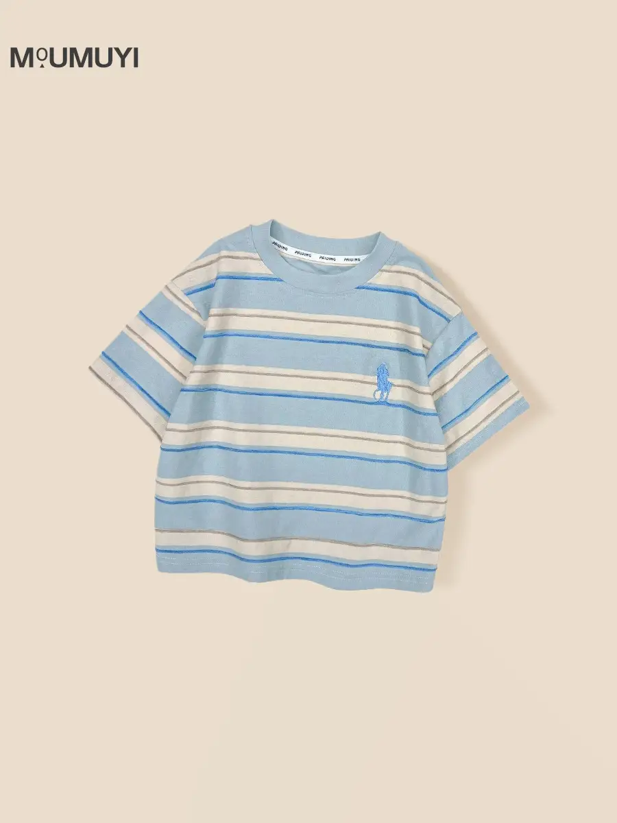 Boys Striped T-Shirt 2026 Summer Blue Pink Casual - Image 6
