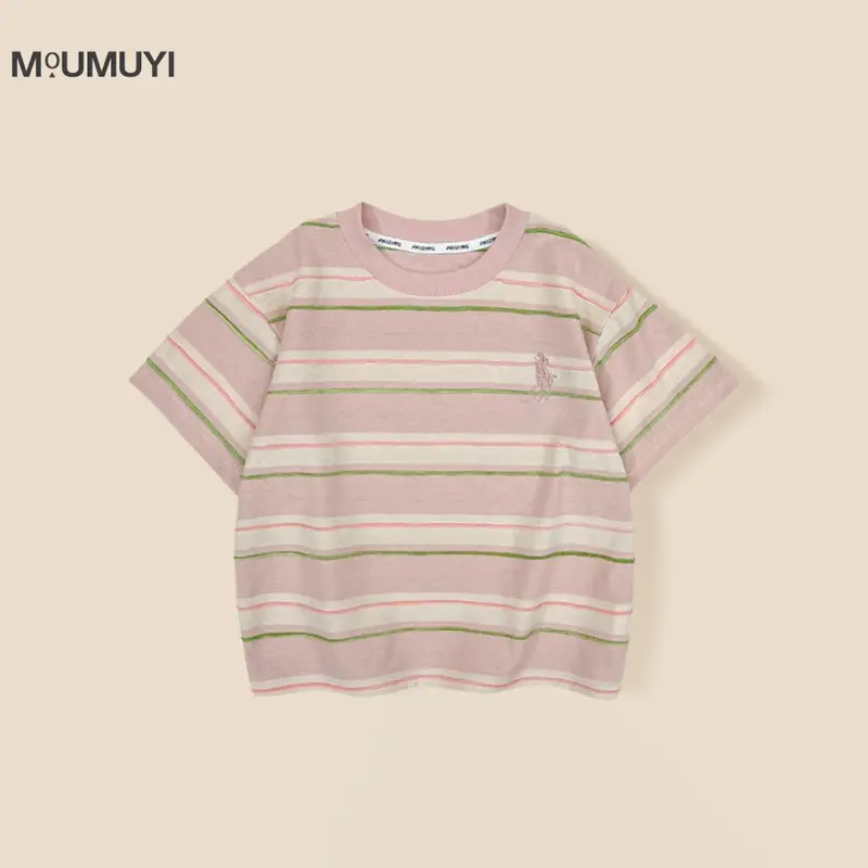 Boys Striped T-Shirt 2026 Summer Blue Pink Casual — feature 5