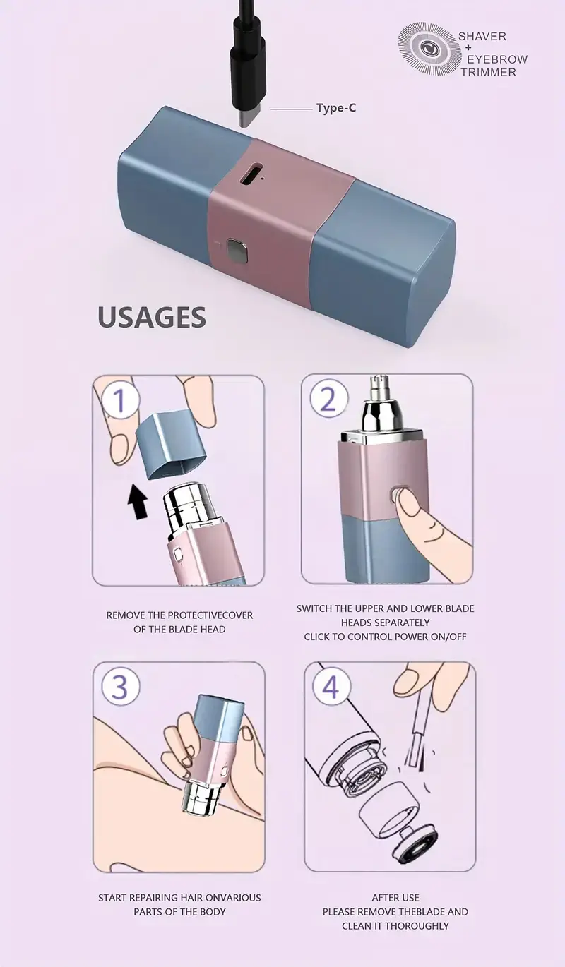 Double-Headed Electric Shaver Pink — feature 10