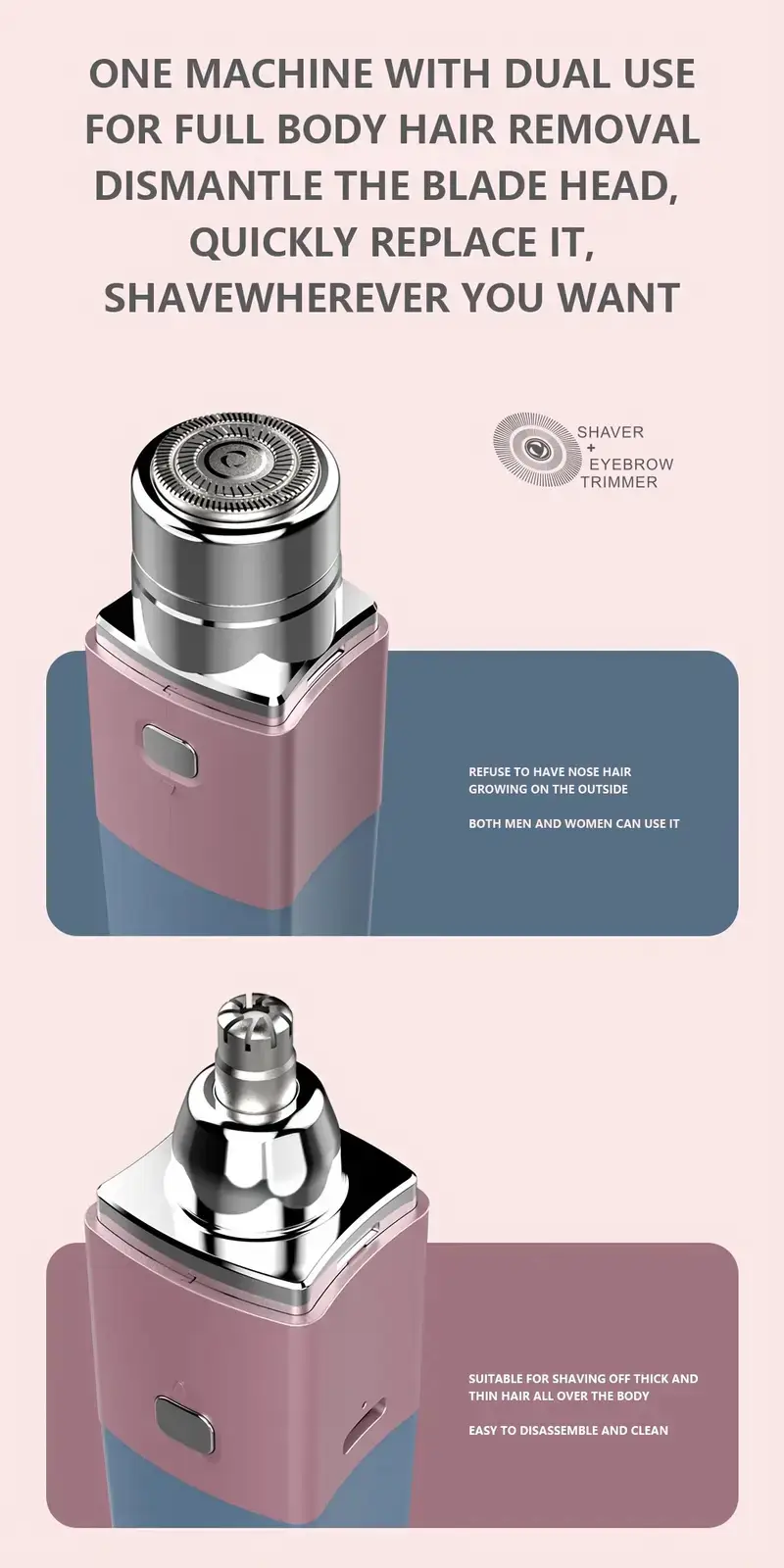 Double-Headed Electric Shaver Pink — feature 8