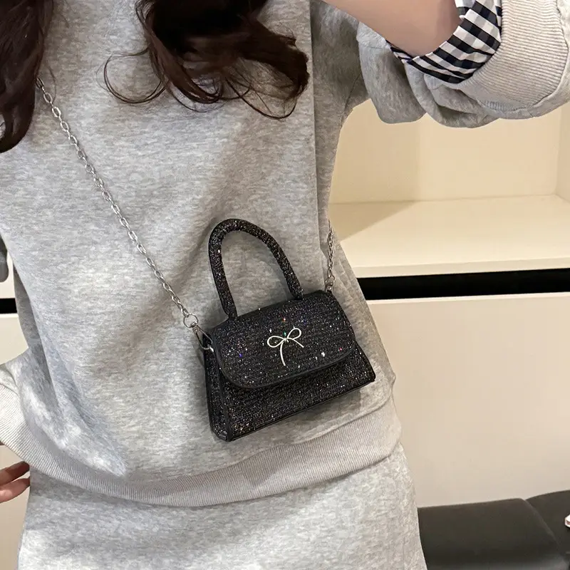Pink Bow Texture Chain Crossbody Bag - Image 7