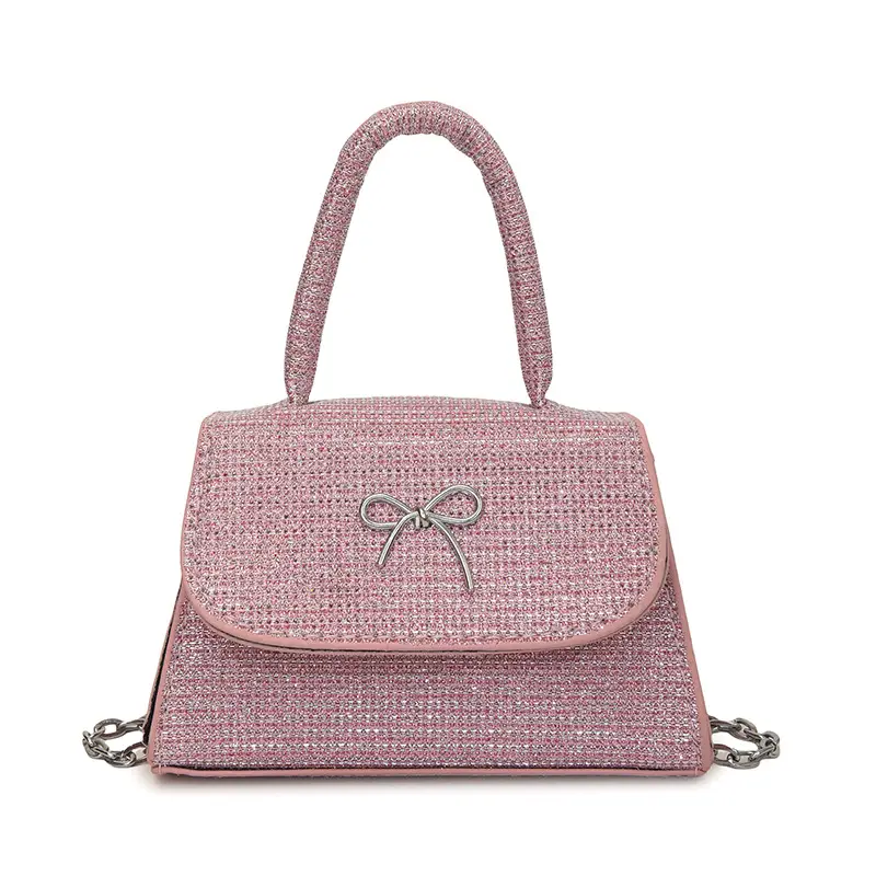 Pink Bow Texture Chain Crossbody Bag - Image 10