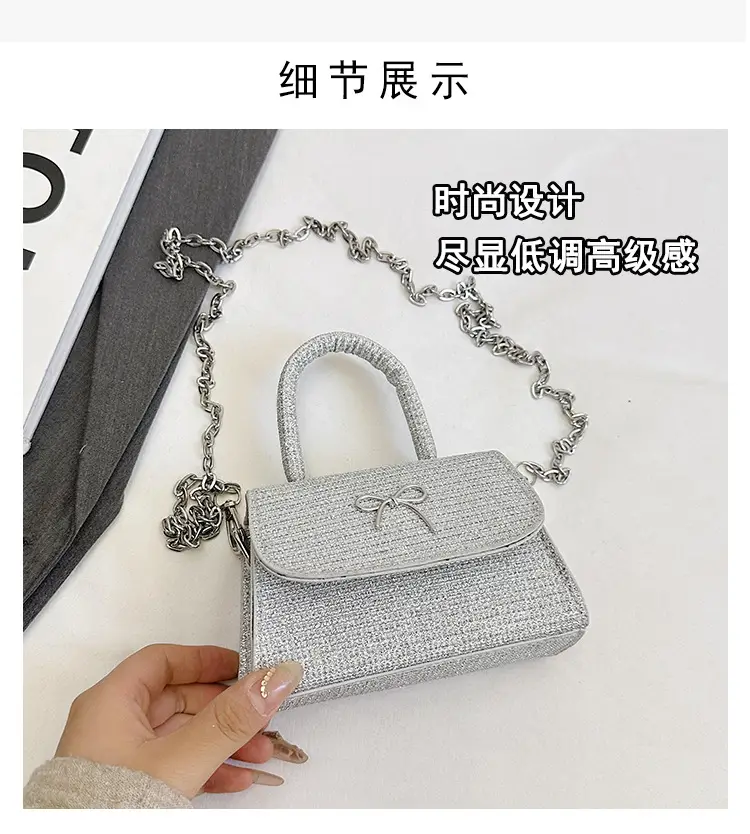 Pink Bow Texture Chain Crossbody Bag — feature 14