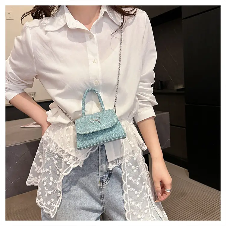 Pink Bow Texture Chain Crossbody Bag — feature 18
