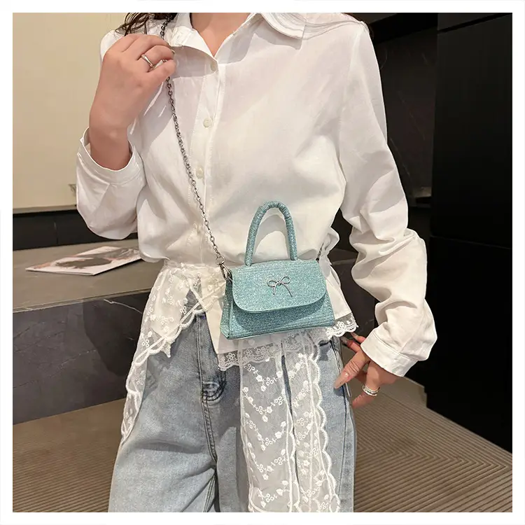 Pink Bow Texture Chain Crossbody Bag — feature 19