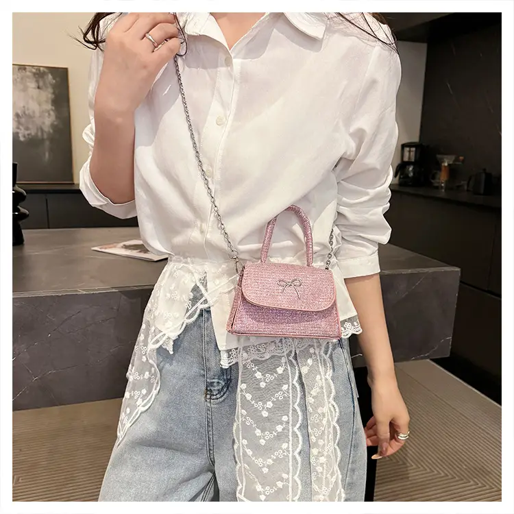 Pink Bow Texture Chain Crossbody Bag — feature 20