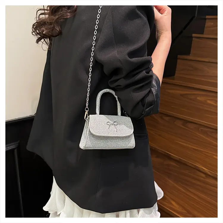 Pink Bow Texture Chain Crossbody Bag — feature 23