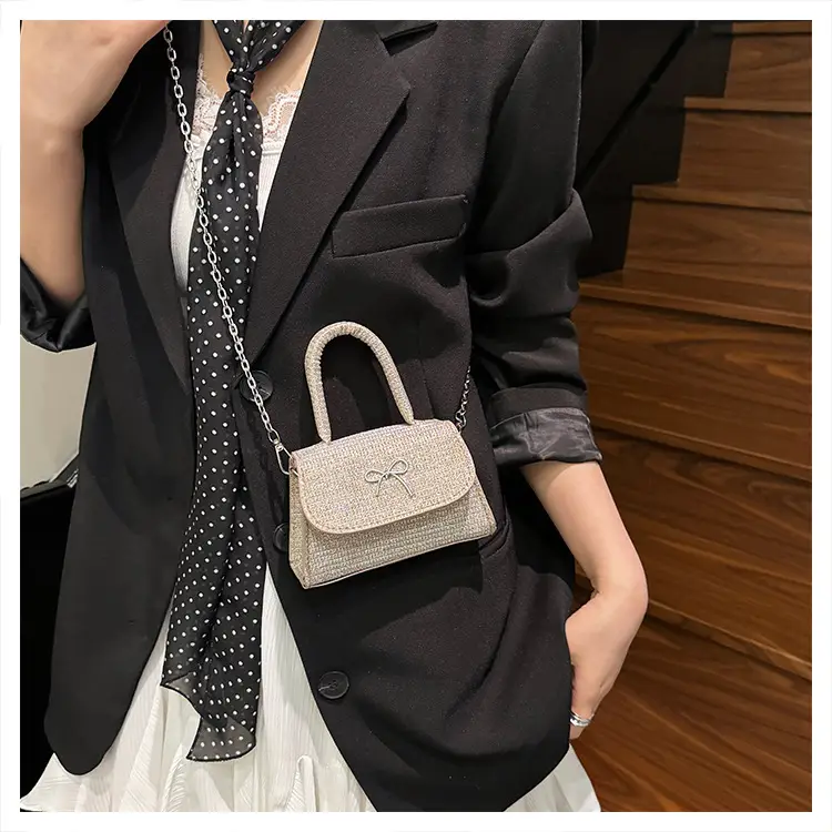 Pink Bow Texture Chain Crossbody Bag — feature 24