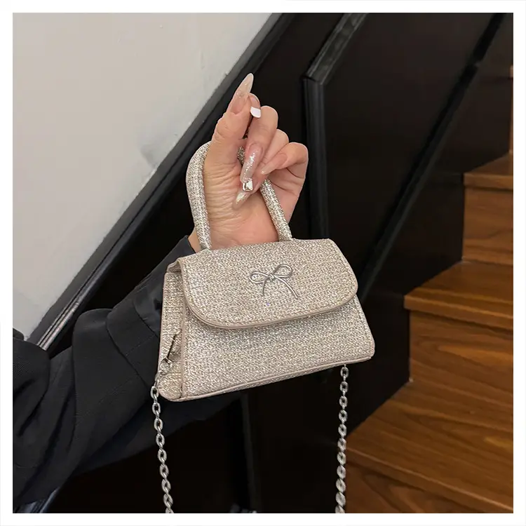 Pink Bow Texture Chain Crossbody Bag — feature 25