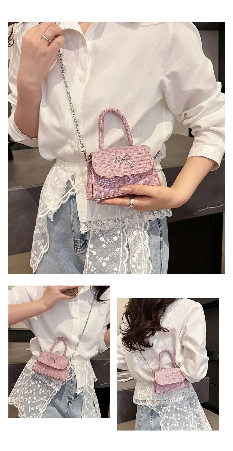 Pink Bow Texture Chain Crossbody Bag — feature 26