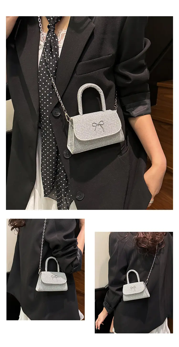 Pink Bow Texture Chain Crossbody Bag — feature 27