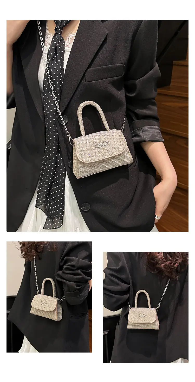 Pink Bow Texture Chain Crossbody Bag — feature 28