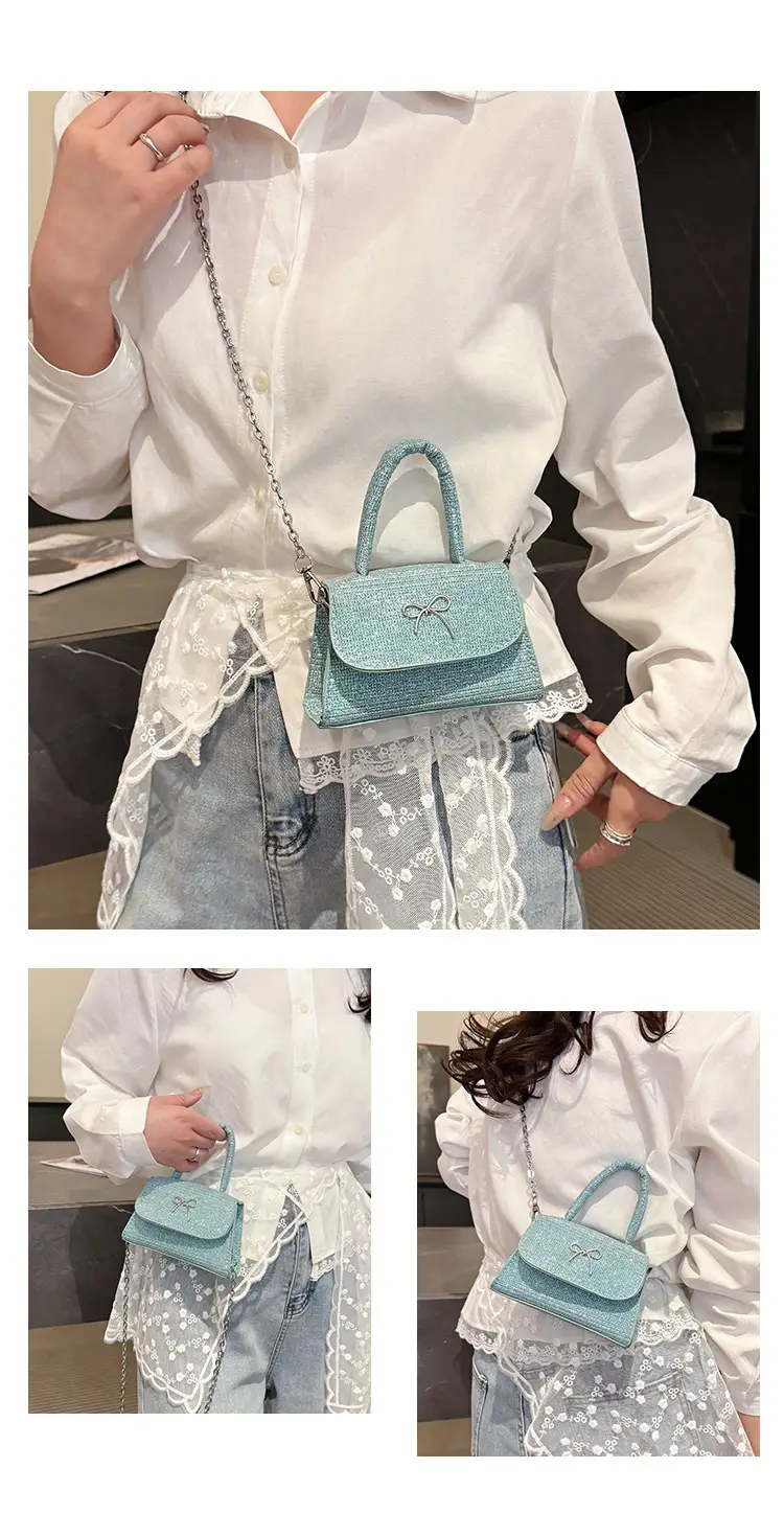 Pink Bow Texture Chain Crossbody Bag — feature 29