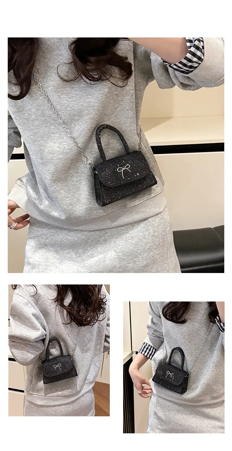 Pink Bow Texture Chain Crossbody Bag — feature 30