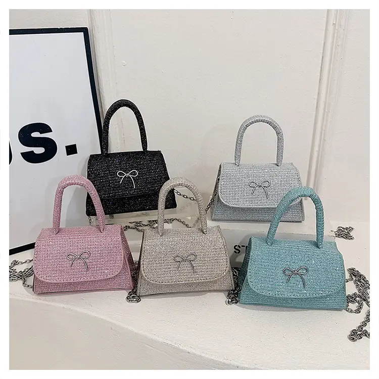 Pink Bow Texture Chain Crossbody Bag — feature 36