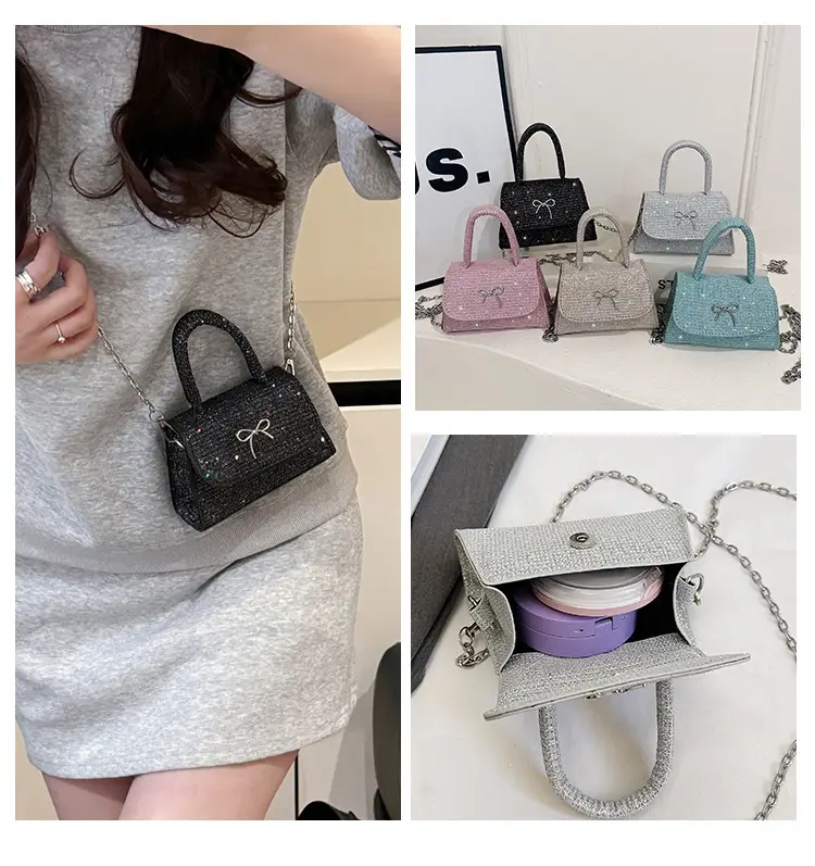 Pink Bow Texture Chain Crossbody Bag — feature 6