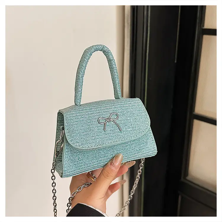 Pink Bow Texture Chain Crossbody Bag - Image 5